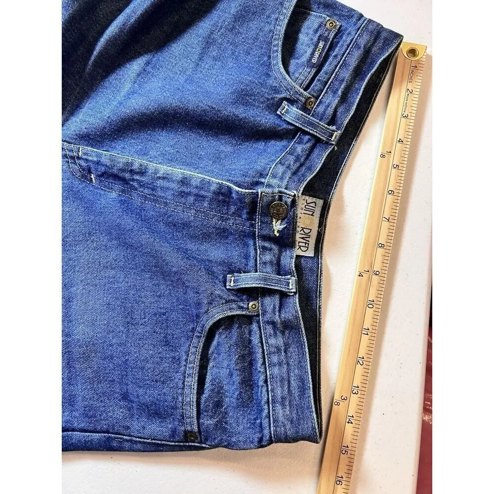 Vintage Sun River Mom Jeans‎ Womens 12 Regular Faded Dark Stone Y2K Made USA